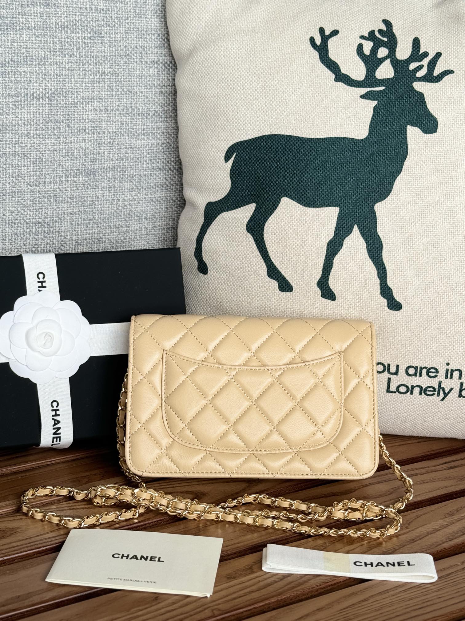 CHANEL WOC Wallet On Chain Lambskin Gold with Gold Hardware CHANEL WOC Wallet On Chain Lambskin Gold with Gold Hardware