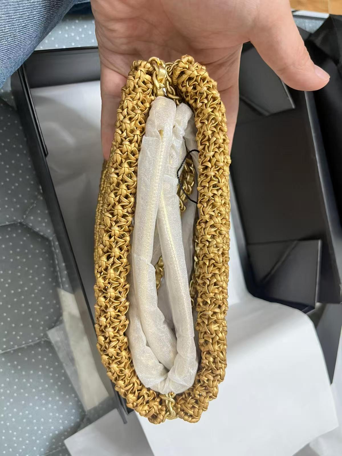 CHANEL MINI 22 Bag Gold Macrame Calf Skin with Gold Hardware